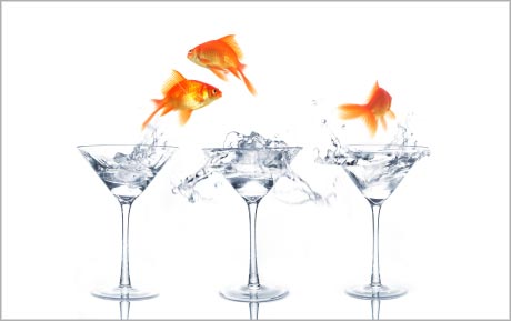 Glasses with goldfish