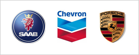 porsche chevron saab logos