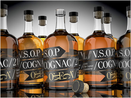 V.S.O.P. Cognac bottle label design