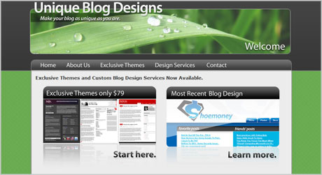 old Unique Blog Designs homepage