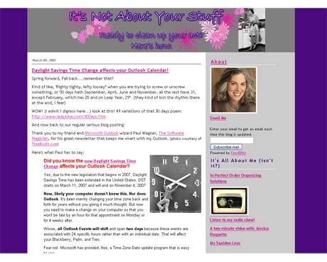 Screenshot of Jessica's blog Screenshot of Jessica's blog