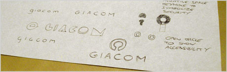 Giacom logo design sketch