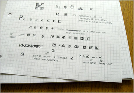 knowfree logo design sketch