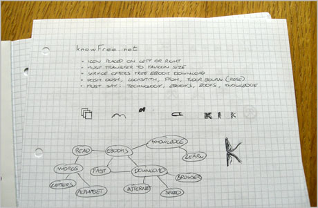 knowfree logo design sketch