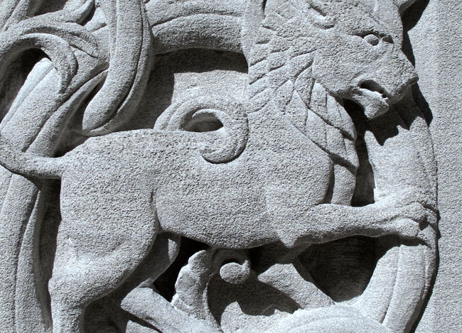 Lion stone carving