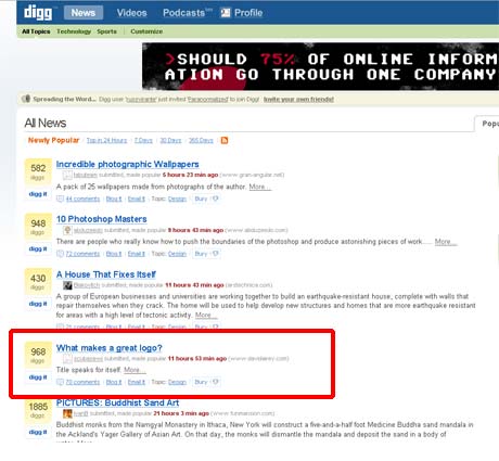 Front page of Digg Front page of Digg