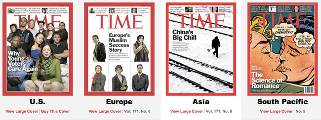 TIME magazine covers US vs rest of the world